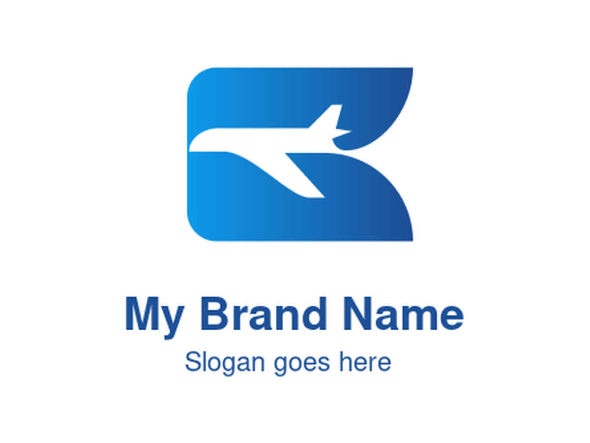 Vibrant Blue Airplane with Stylized Letter G Symbol Logo Design for Premium Travel and Aviation Industry Branding
